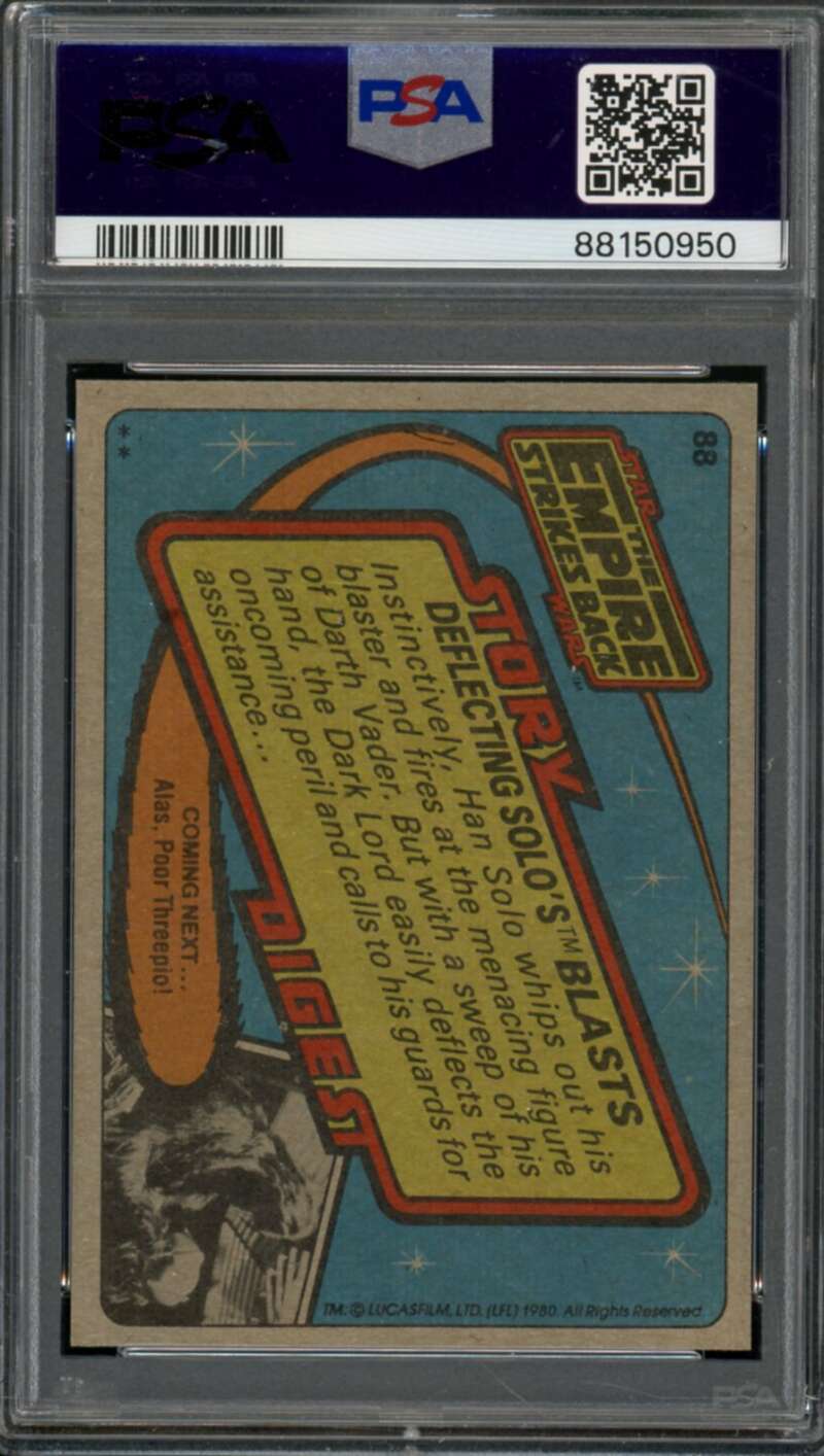 Deflecting Solo's Card 1980 Star Wars Empire Strikes Back #88 PSA 8 Image 2