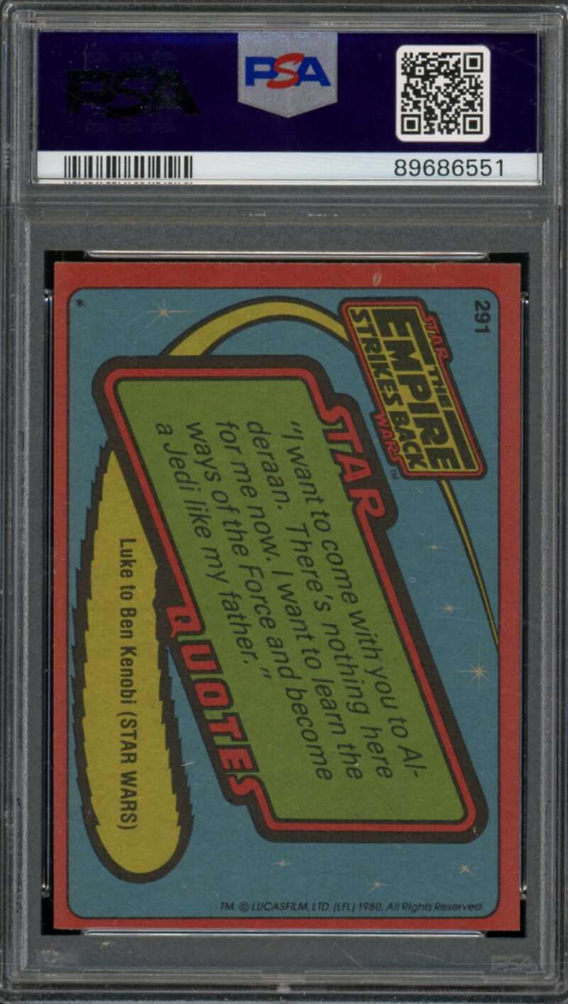 The Lovers Part Card 1980 Star Wars Empire Strikes Back #291 PSA 8 Image 2