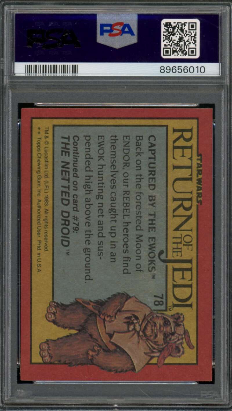 Captured By The Ewoks Card 1983 Star Wars Return Of The Jedi #78 PSA 4 Image 2