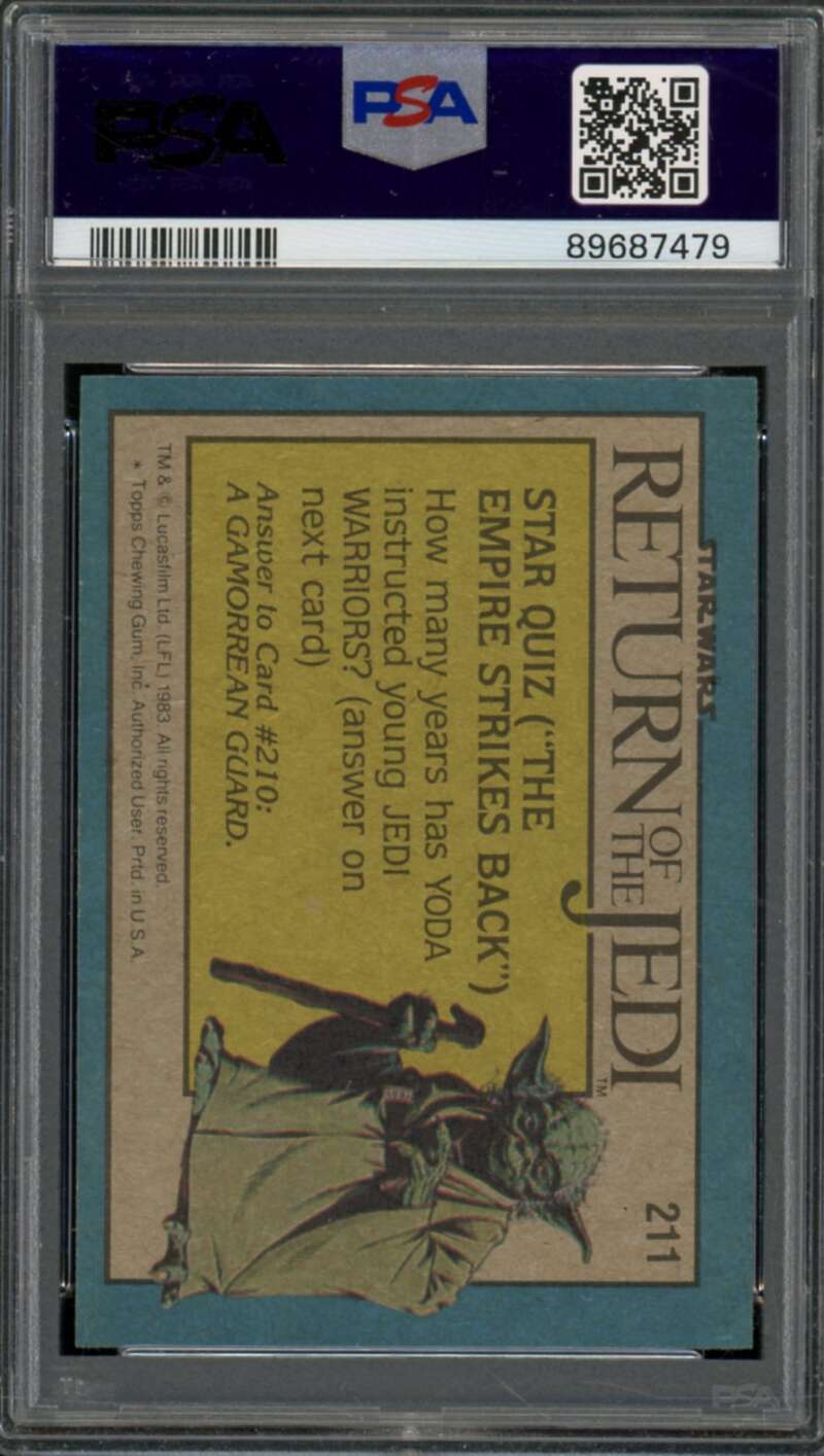 A Full-Fledged Jedi! Card 1983 Star Wars Return Of The Jedi #211 PSA 7 Image 2