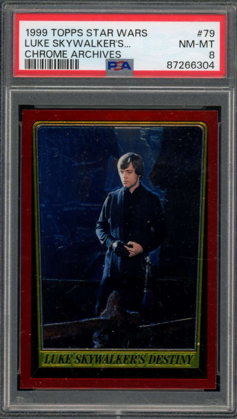 Luke Skywalker Mark Hamill Card 1999 Topps Star Wars Chrome Archives #79 PSA 8 Image 1