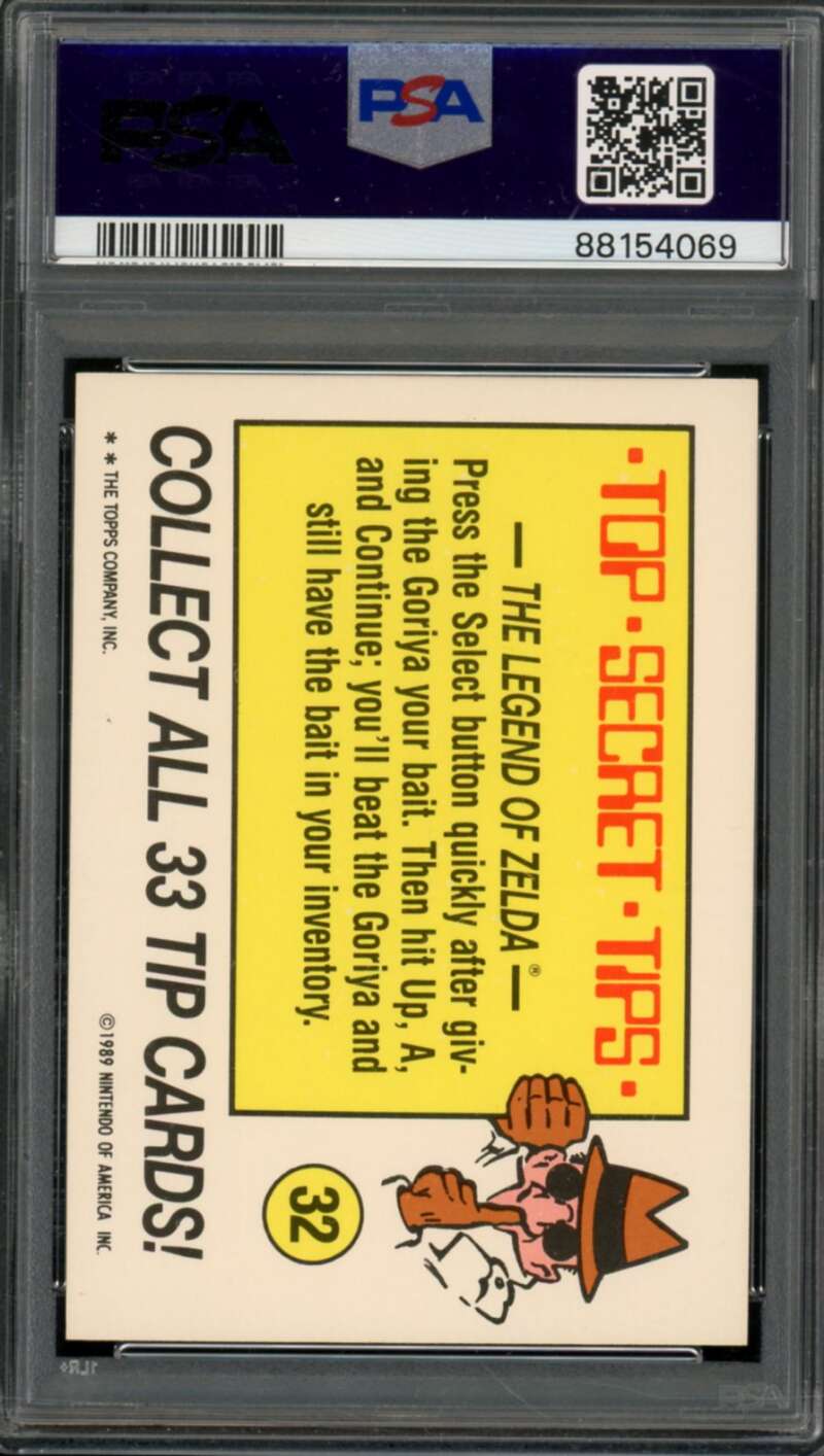 The Legend Of Zelda Card 1989 Topps Nitentdo Game Tip Stickers #32 PSA 8 Image 2