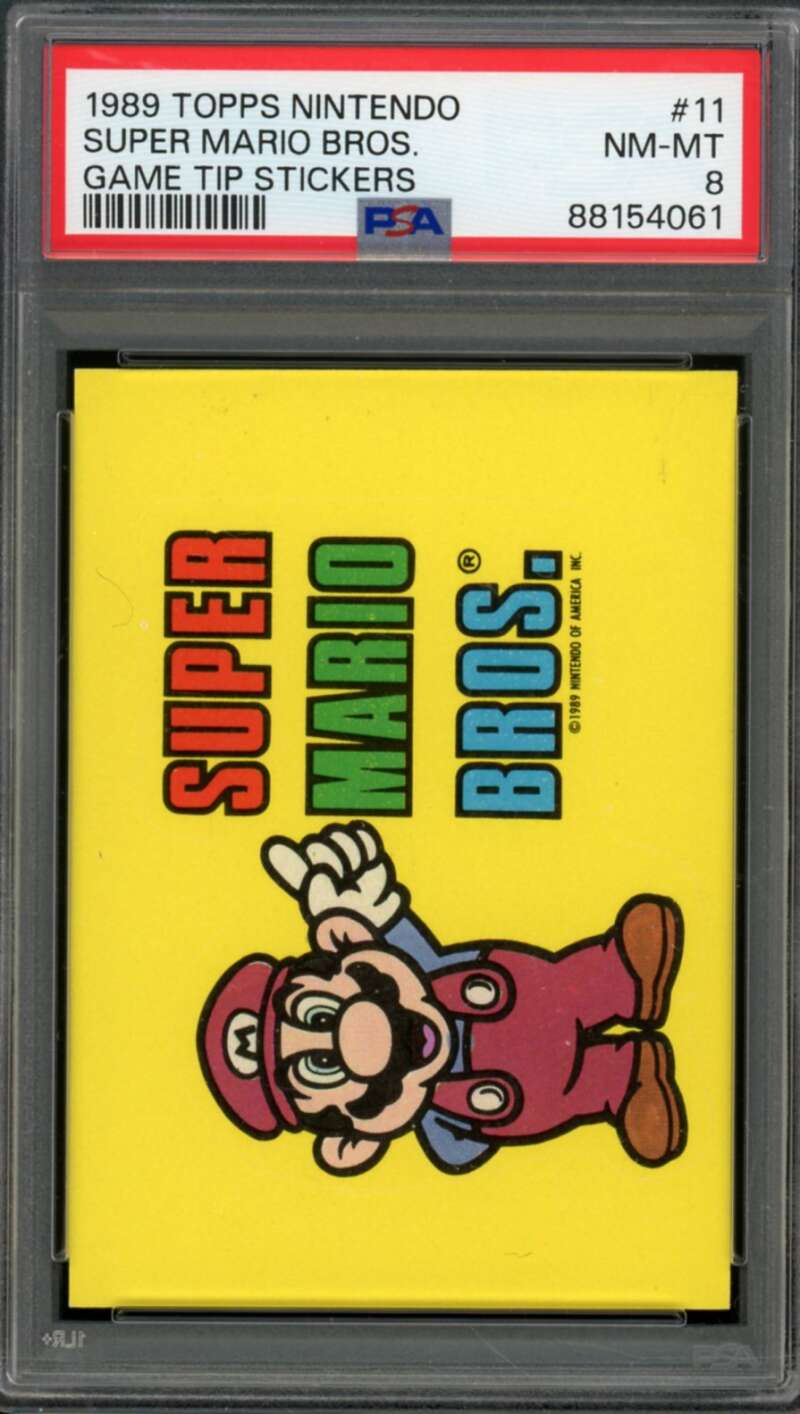 Super Mario Card 1989 Topps Nintendo Game Tip Stickers #11 PSA 8 Image 1