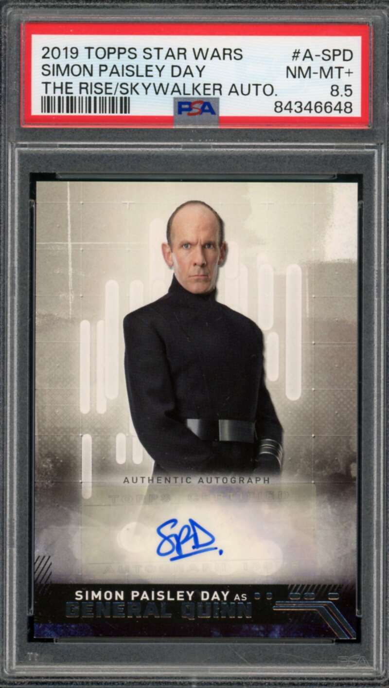 Simon Paisley Day Card 2019 Topps Star Wars Auto (pop 1) #A-SPD PSA 8.5 Image 1