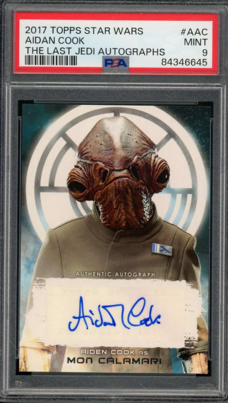 Aidan Cook Card 2017 Topps Star Wars Auto #AAC PSA 9 Image 1