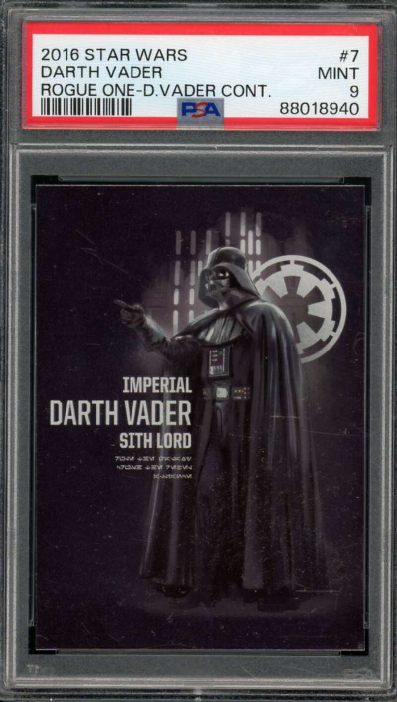 Darth Vader Card 2016 Star Wars Rogue One-D Cader Cont (pop 2) #7 PSA 9 Image 1