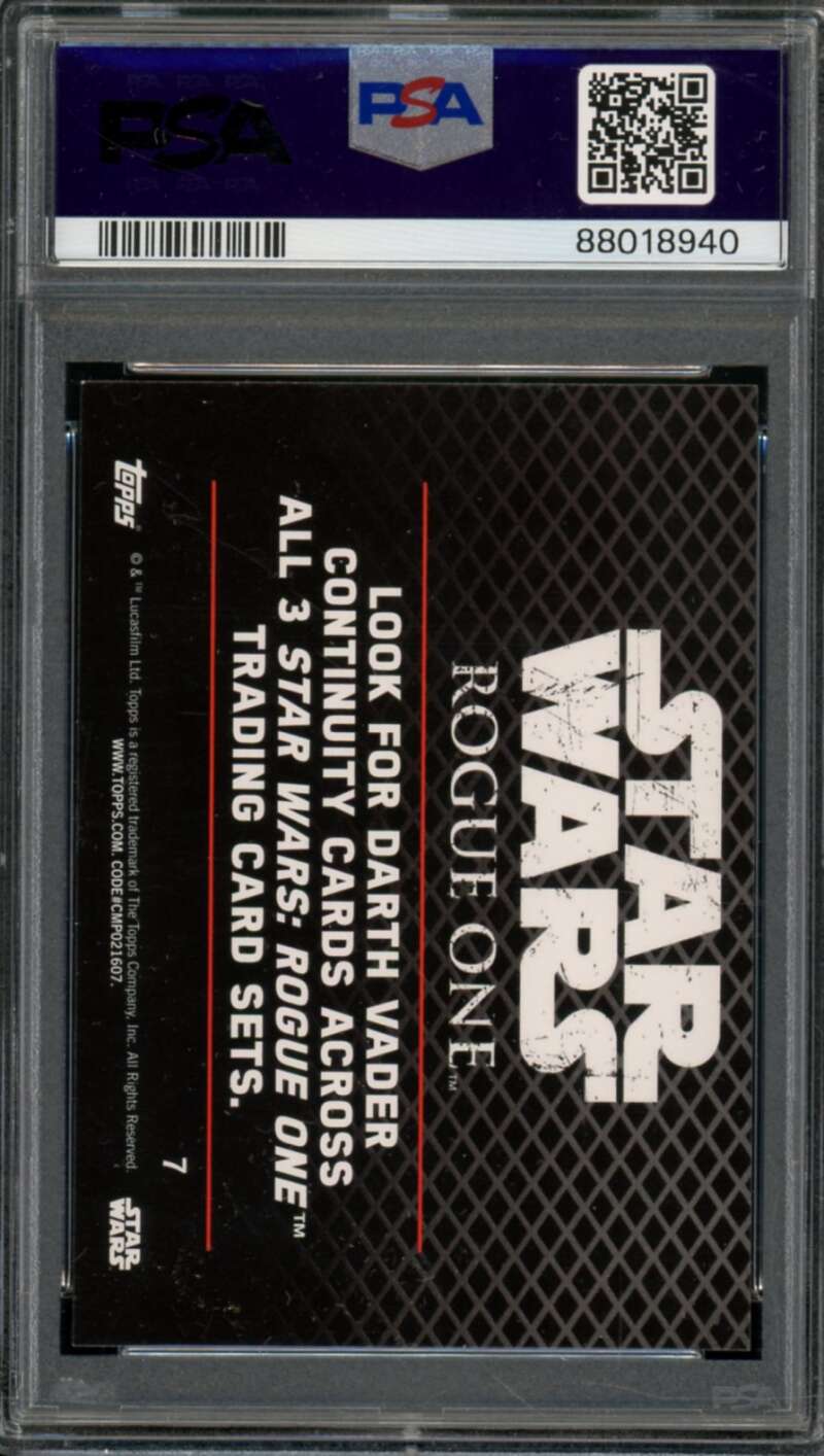 Darth Vader Card 2016 Star Wars Rogue One-D Cader Cont (pop 2) #7 PSA 9 Image 2