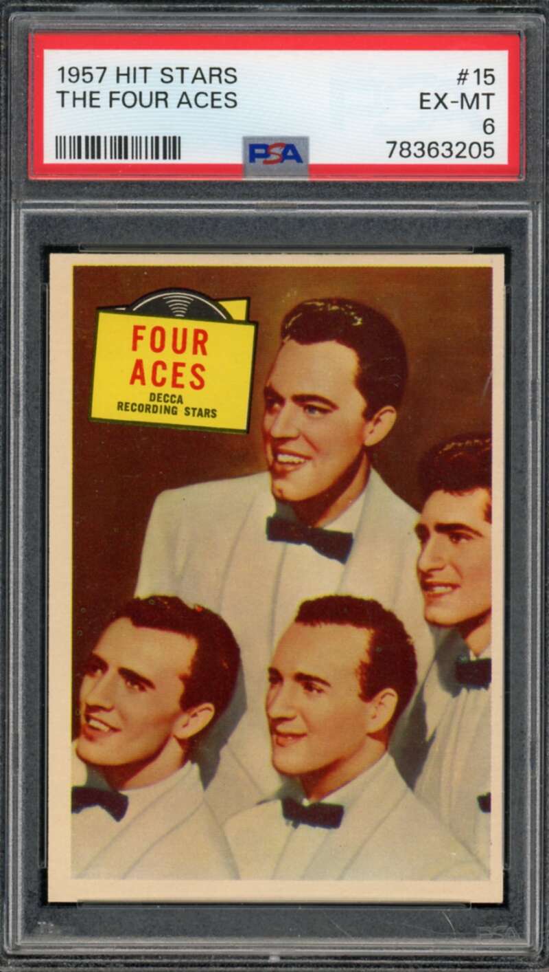 The Four Aces Card 1957 Hit Stars #15 PSA 6 Image 1