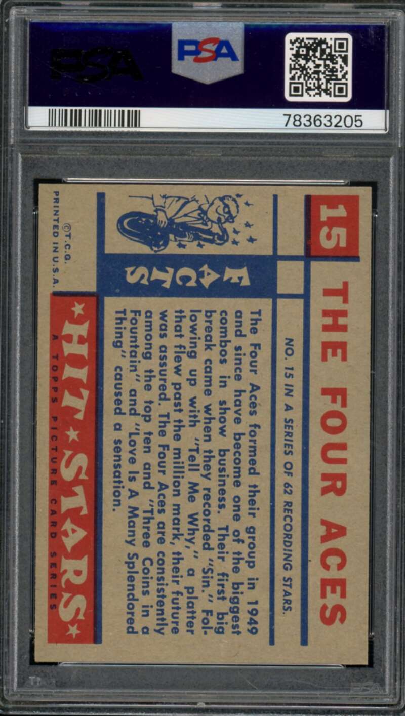 The Four Aces Card 1957 Hit Stars #15 PSA 6 Image 2