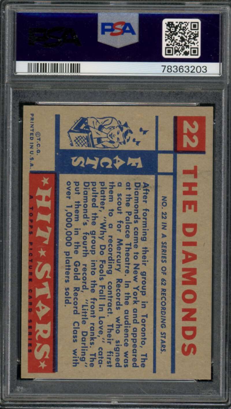 The Diamonds Card 1957 Hit Stars #22 PSA 6 Image 2