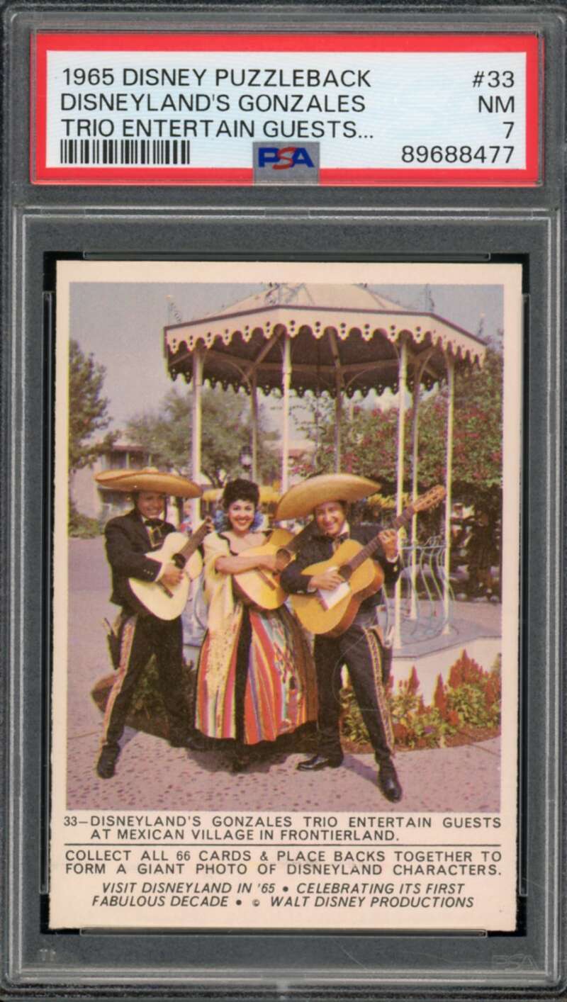 Disneyland's Gonzales Trio Card 1965 Disney Puzzleback #33 PSA 7 Image 1