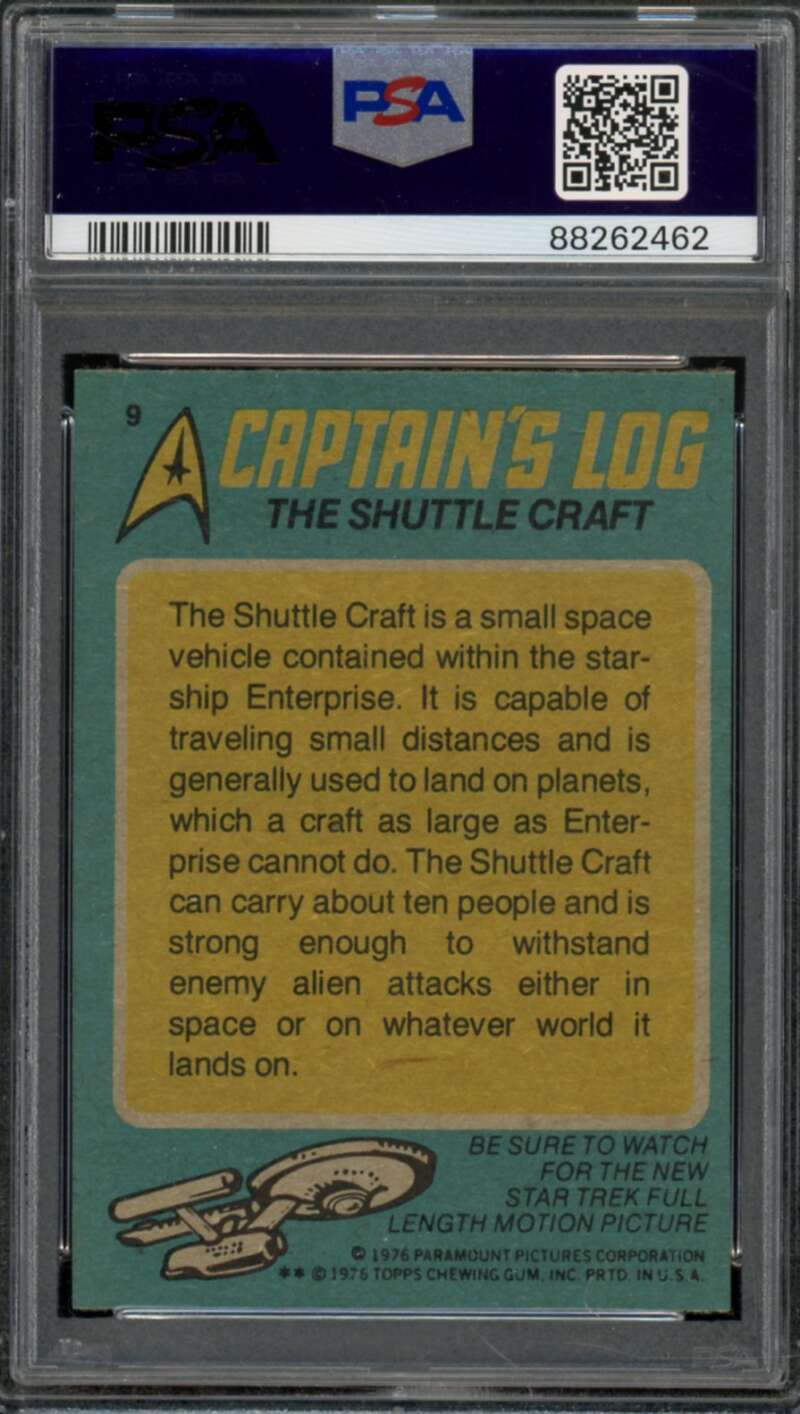 The Shuttle Craft Card 1976 Star Trek #9 PSA 6 Image 2