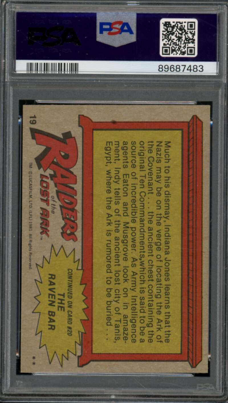 Mystery Of History Card 1981 Raiders/Lost Ark #19 PSA 8 Image 2