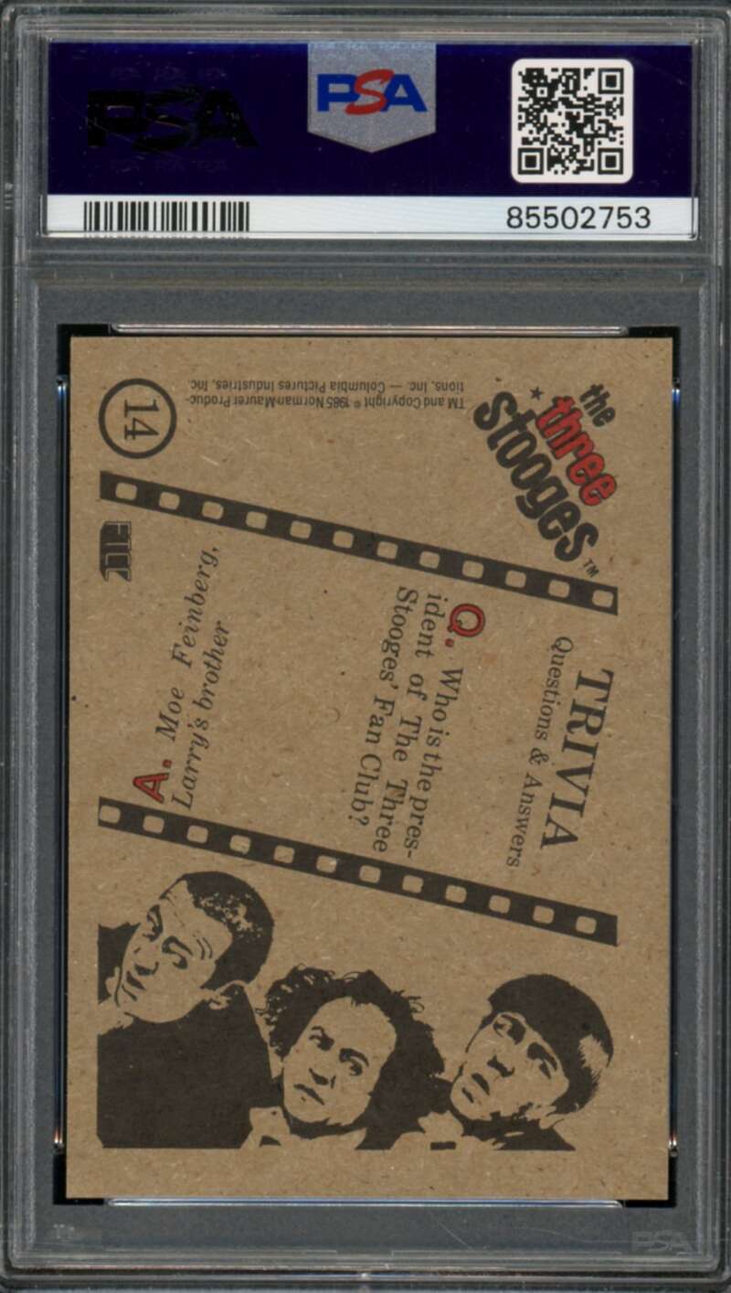 Who Is The President Of The Three Stooges Card 1985 The Stooges #14 PSA 9 Image 2