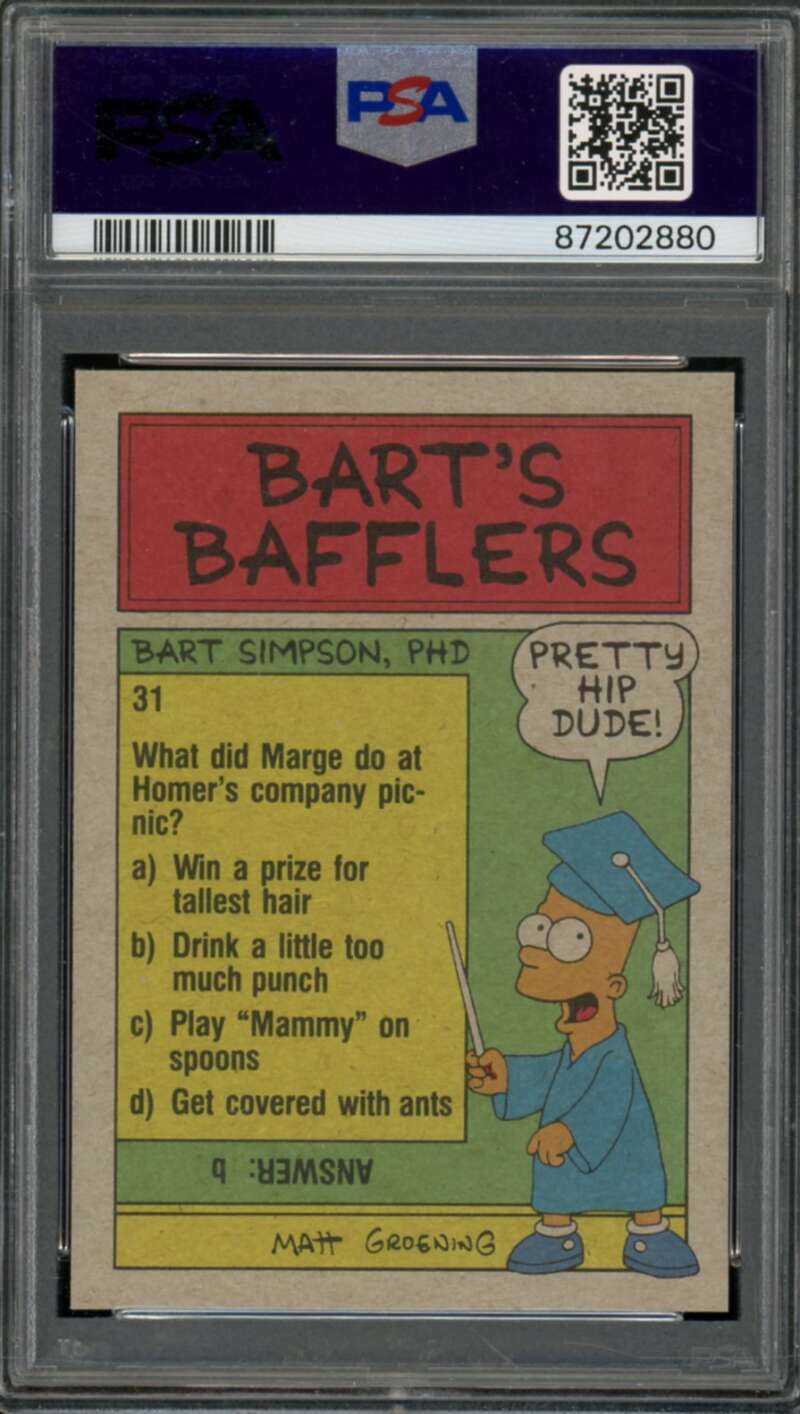 Come Back Here, You Little Smartass! Card 1990 Topps Simpsons #18 PSA 9 Image 2