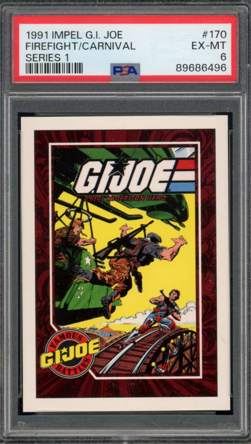 Firefight/Carnival Series 1 Card 1991 Impel G.I. Joe #170 PSA 6 Image 1