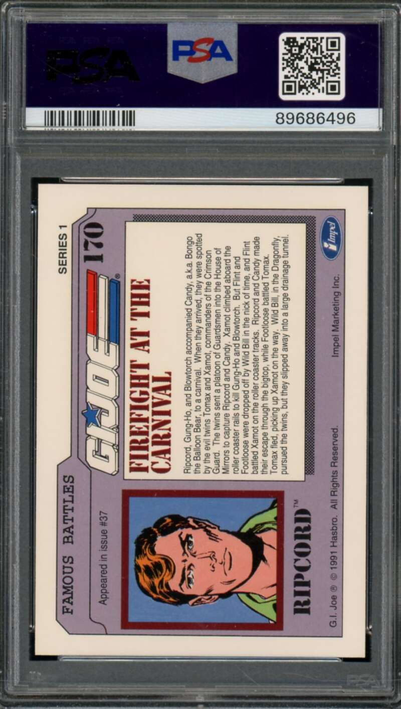 Firefight/Carnival Series 1 Card 1991 Impel G.I. Joe #170 PSA 6 Image 2