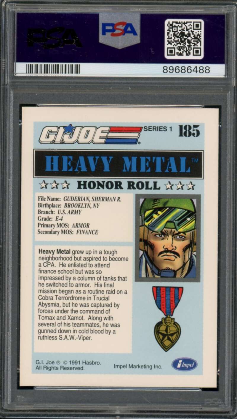 Heavy Metal Card 1991 Impel G.I. Joe #185 PSA 7 Image 2