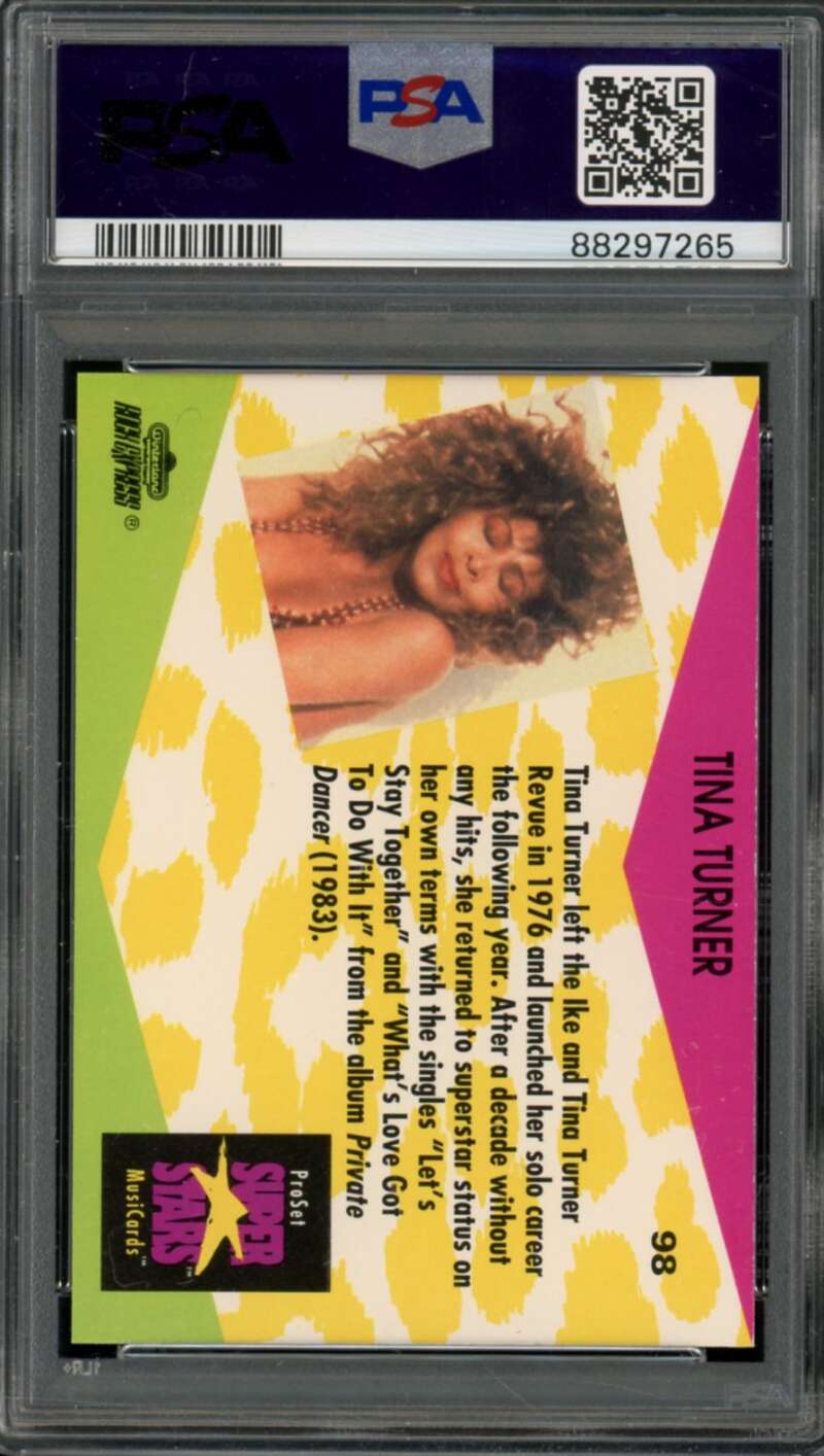 Tina Turner Card 1991 Proset Superstars Musicstars #98 PSA 7 Image 2