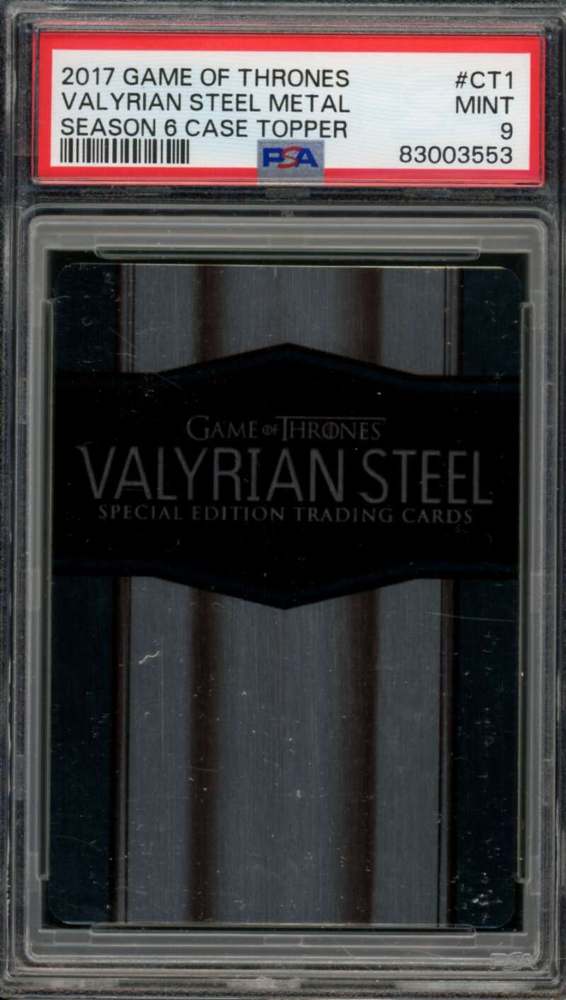 Valyrian Steel Metal Card 2017 Game Of Thrones Season Case Topper #Ct1 PSA 9 Image 1