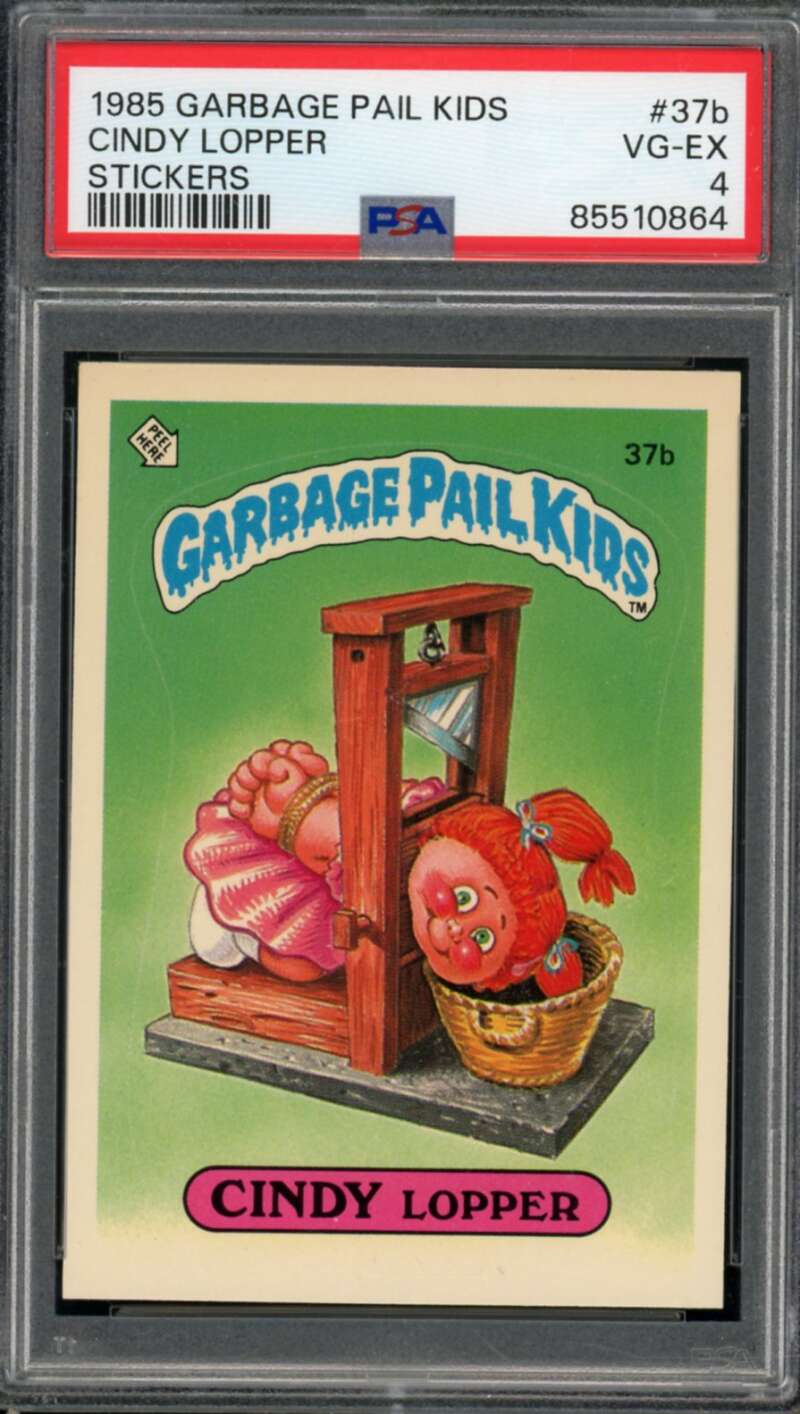 Cindy Lopper Stickers Card 1985 Garbage Pail Kids #37b PSA 4 Image 1