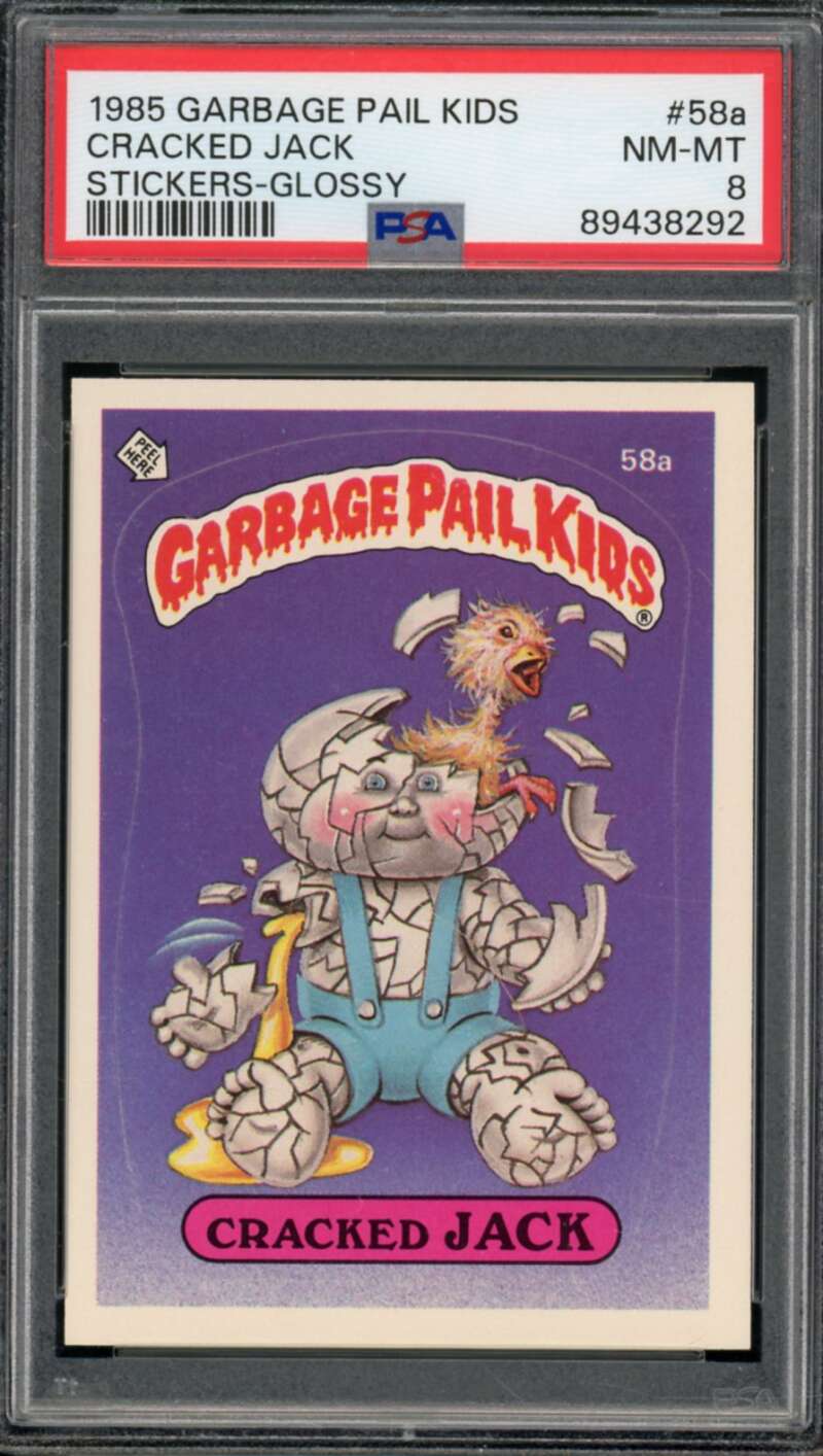 Cracked Jack Stickers Glossy Card 1985 Garbage Pail Kids #58a PSA 8 Image 1