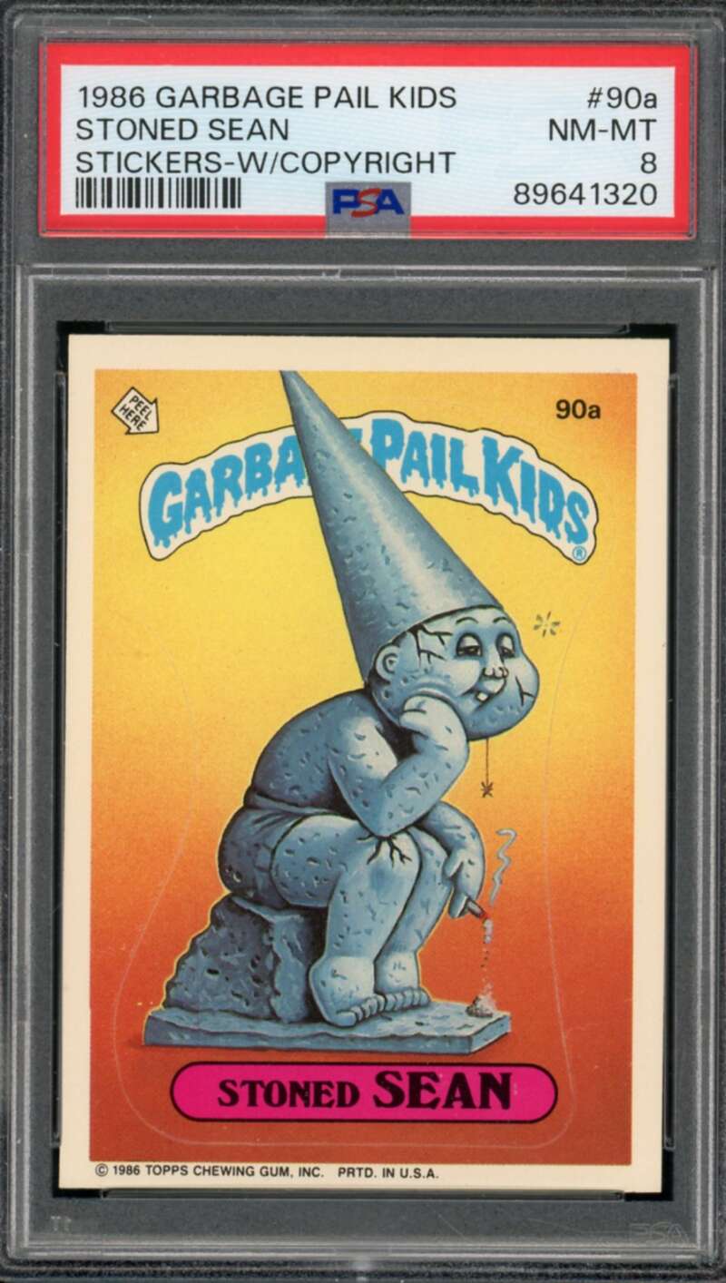 Stoned Sean Stickers Card 1986 Garbage Pail Kids #90a PSA 8 Image 1