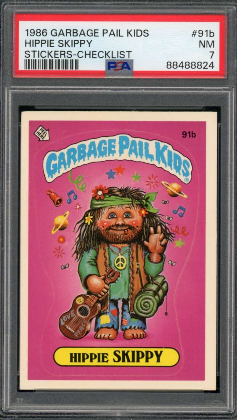 Hippie Skippy Stickers Card 1986 Garbage Pail Kids #91B PSA 7 Image 1