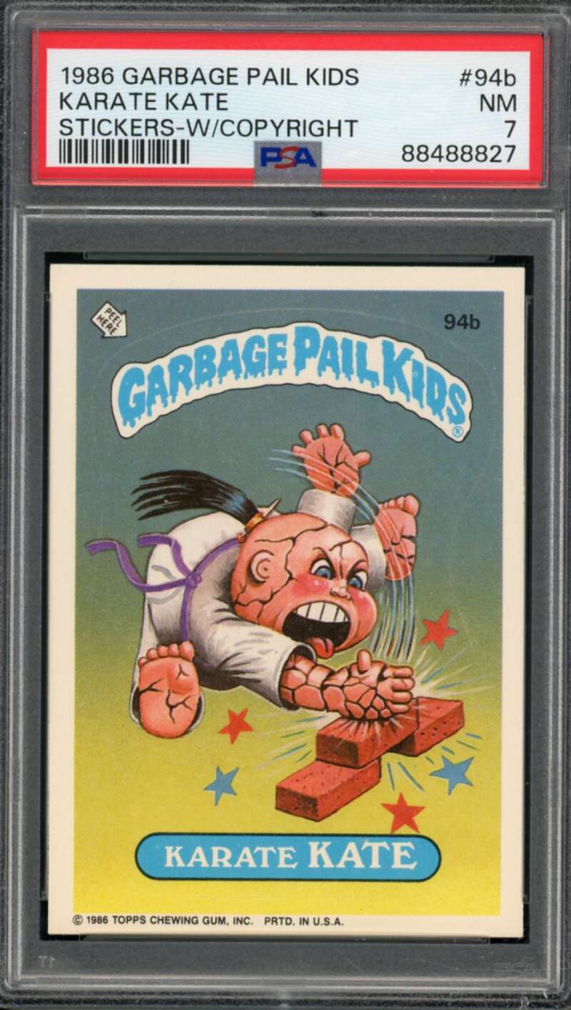 Karate Kate Stickers Card 1986 Garbage Pail Kids #94b PSA 7 Image 1