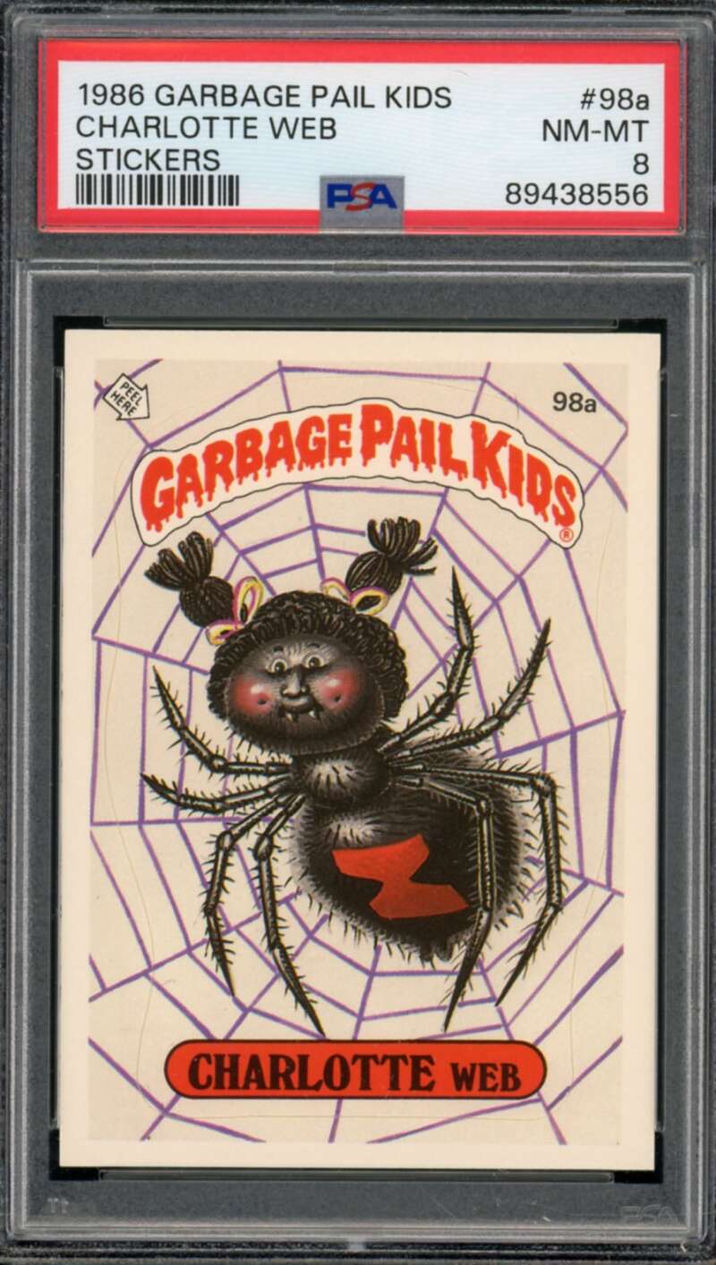 Charlotte Web Stickers Card 1986 Garbage Pail Kids #98a PSA 8 Image 1