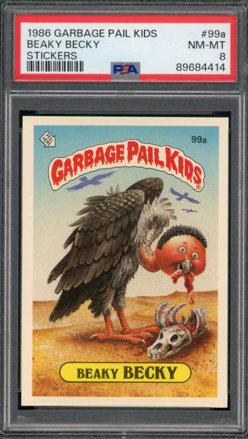 Beaky Becky Stickers Card 1986 Garbage Pail Kids #99a PSA 8 Image 1