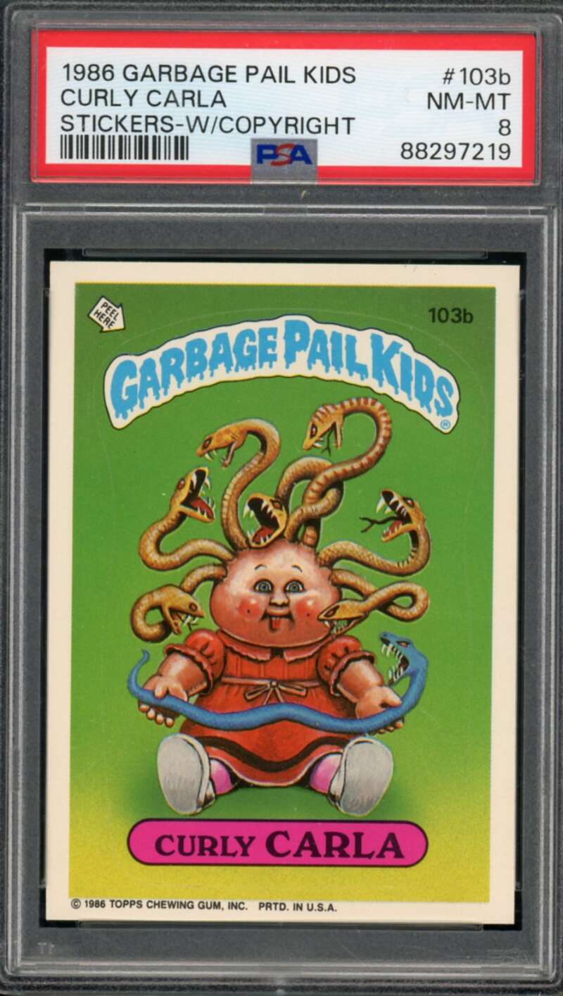 Curly Carla Card Stickers 1986 Garbage Pail Kids #103b PSA 8 Image 1