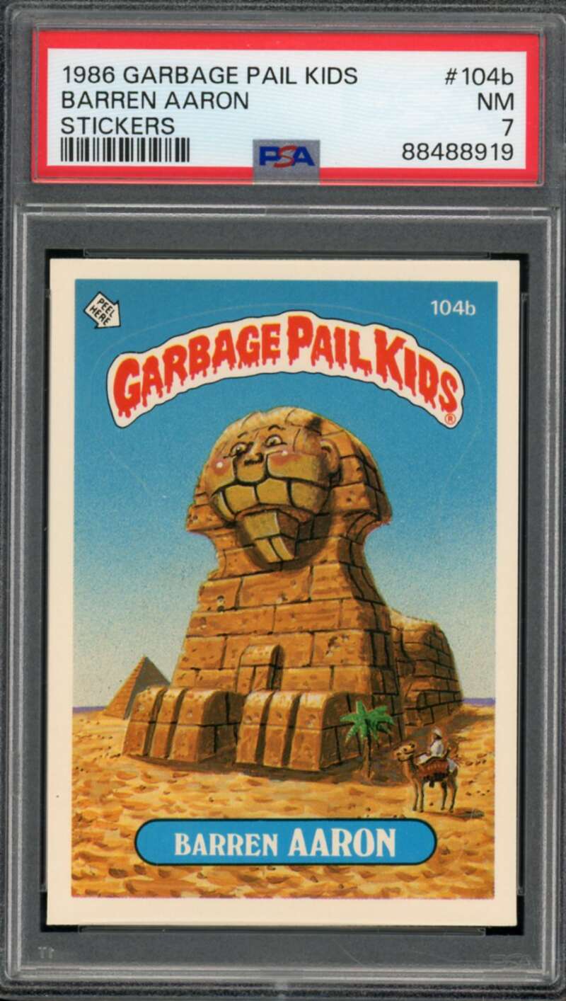 Barren Aaron Stickers Card 1986 Garbage Pail Kids #104b PSA 7 Image 1