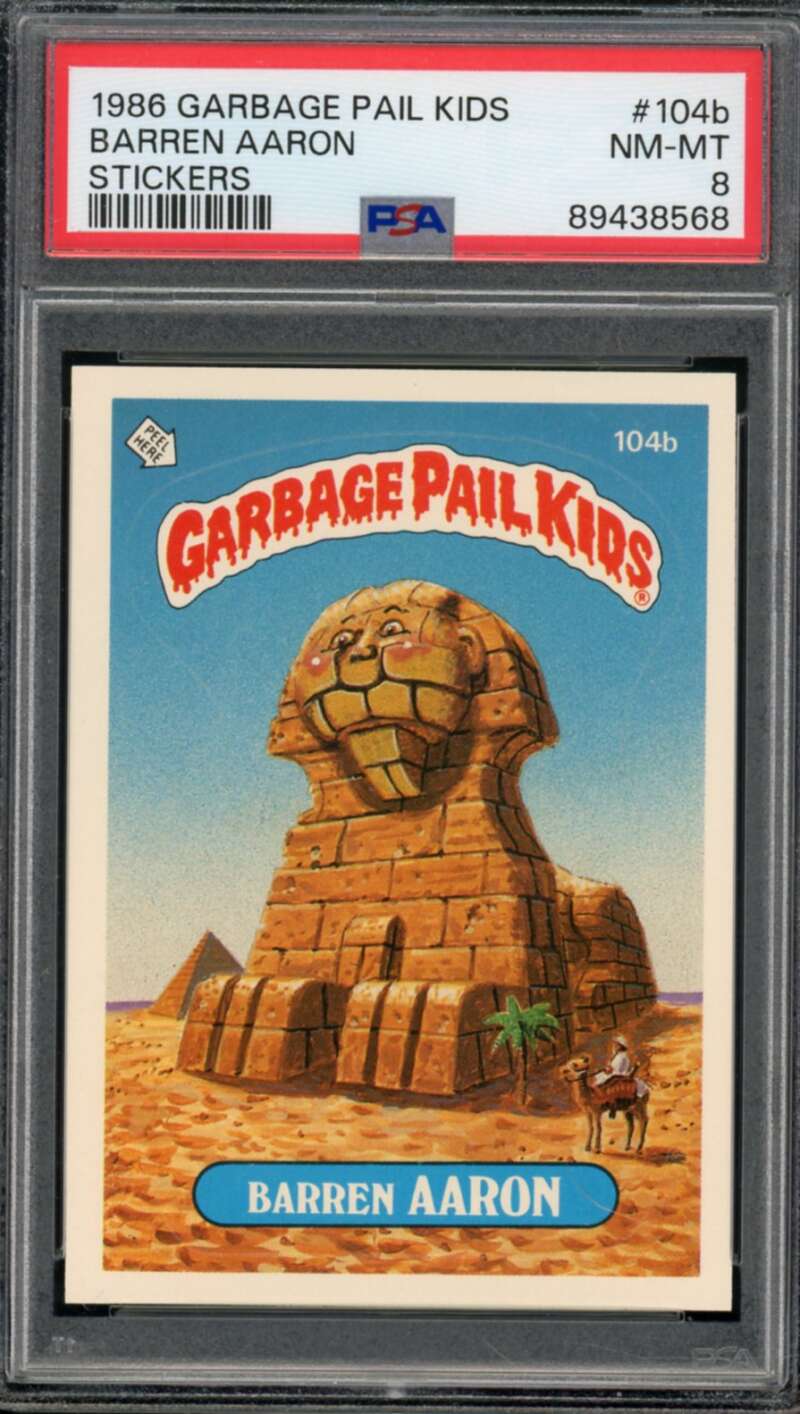 Barren Aaron Stickers Card 1986 Garbage Pail Kids #104B PSA 8 Image 1