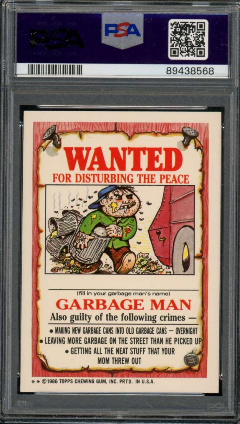 Barren Aaron Stickers Card 1986 Garbage Pail Kids #104B PSA 8 Image 2