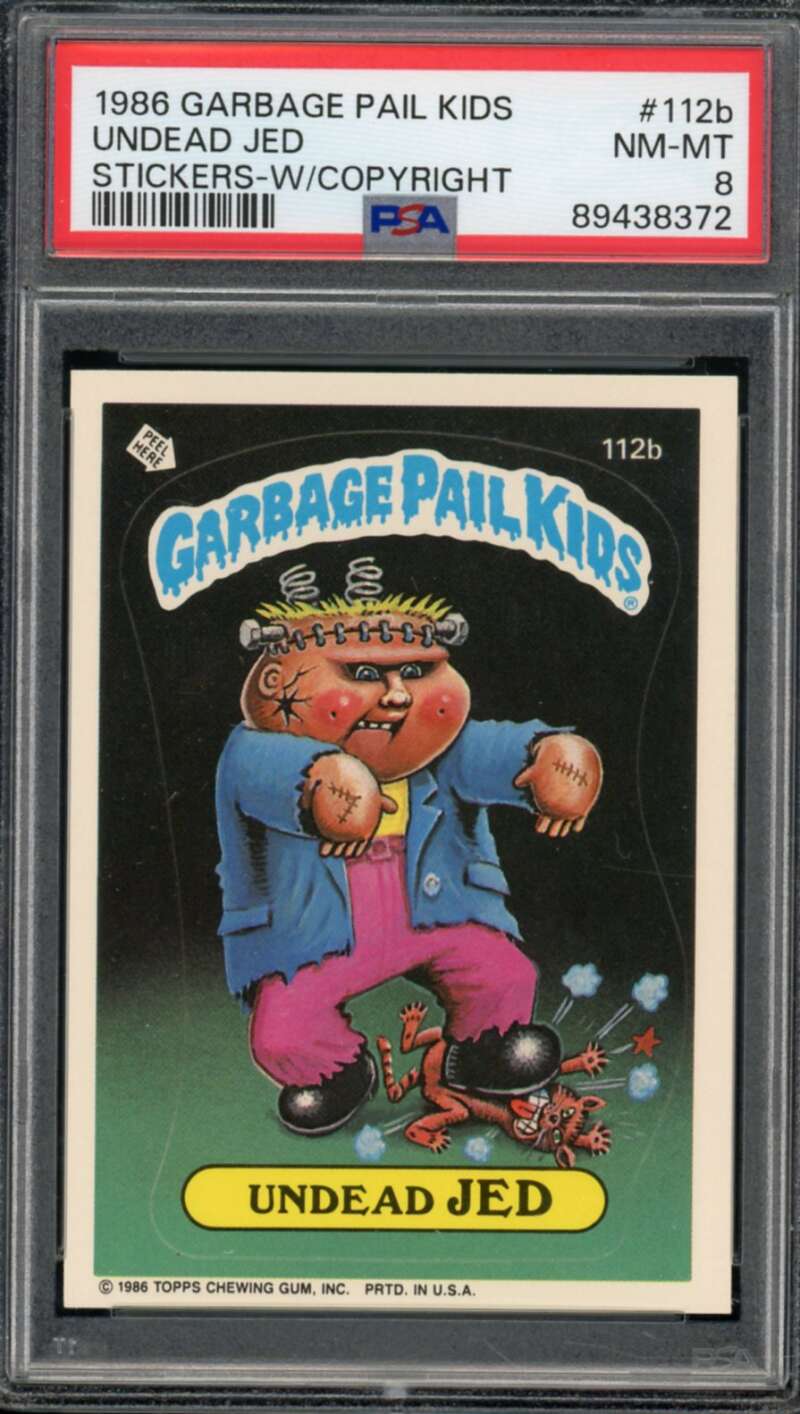 Undead Jed Stickers Card 1986 Garbage Pail Kids #112b PSA 8 Image 1