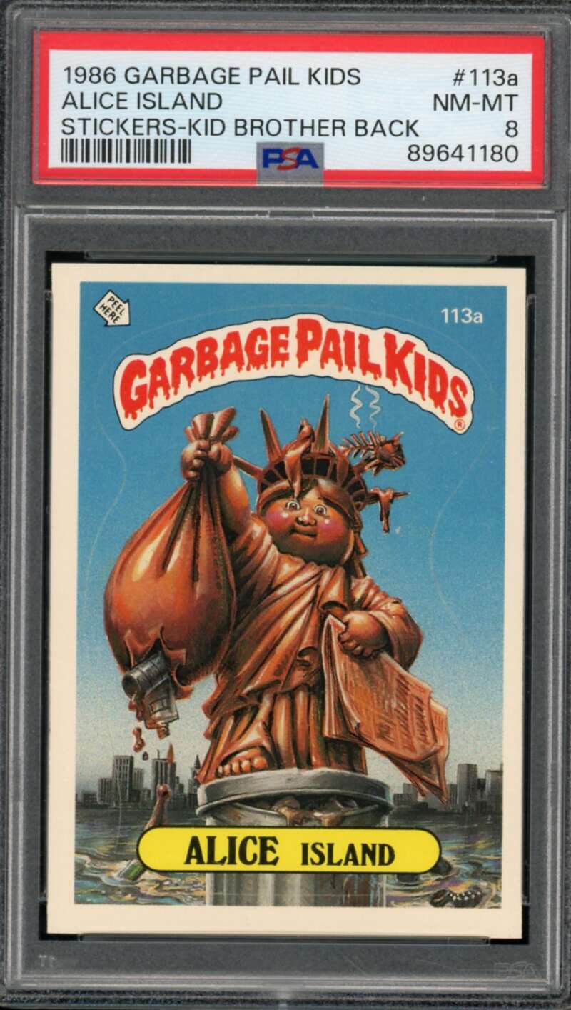 Alice Island Stickers Card 1986 Garbage Pail Kids #113a PSA 8 Image 1