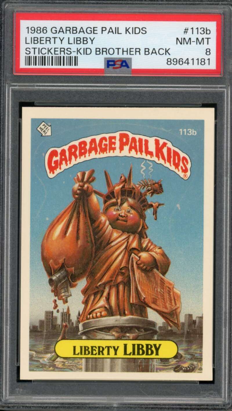 Liberty Libby Stickers Stickers Card 1986 Garbage Pail Kids #113B PSA 8 Image 1