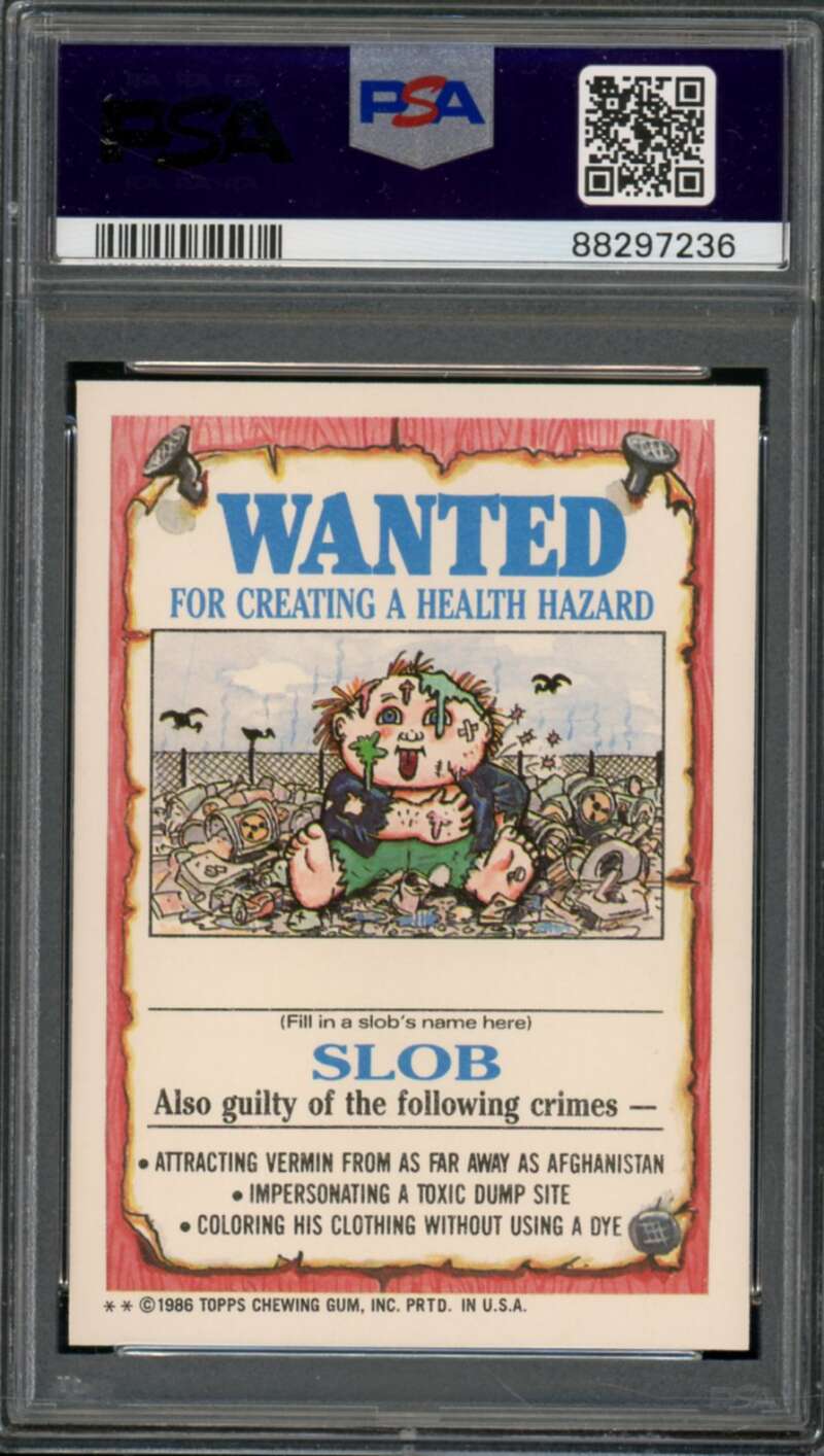 Les Vegas Stickers Card 1986 Garbage Pail Kids #117b PSA 8 Image 2