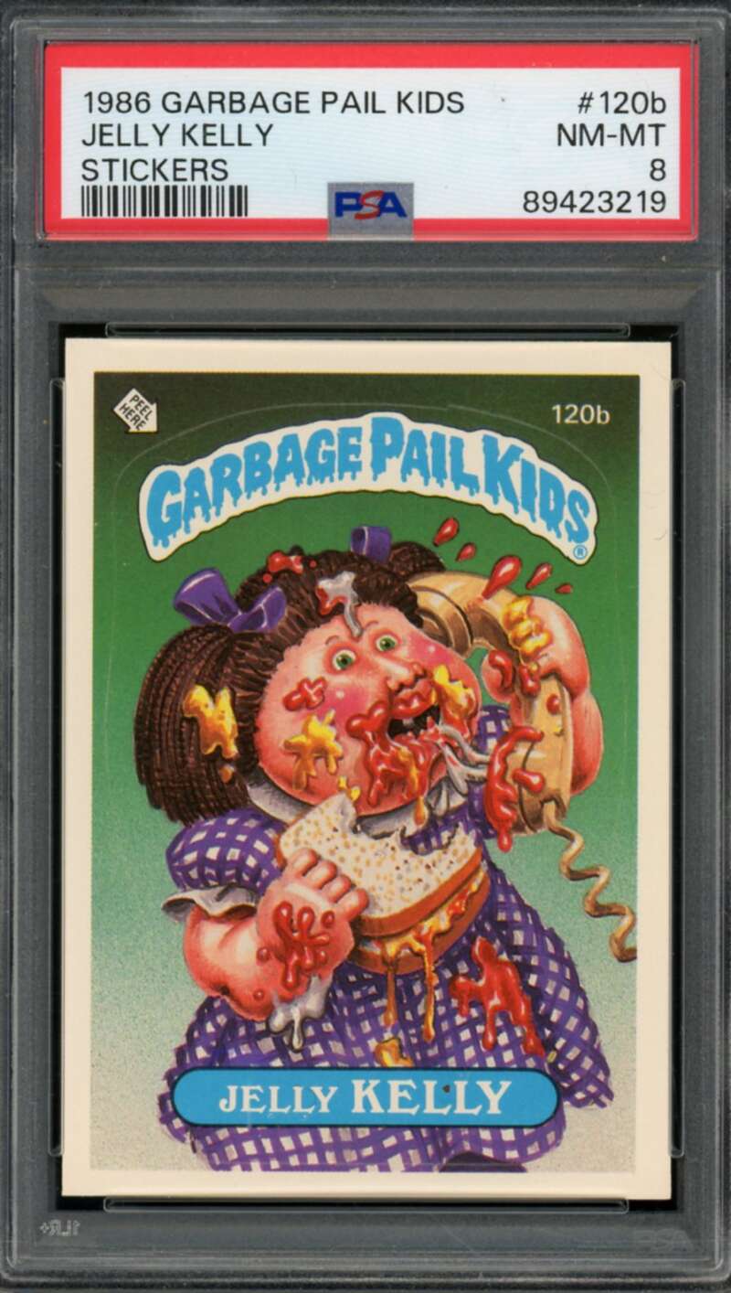 Jelly Kelly Stickers Card 1986 Garbage Pail Kids #120b PSA 8 Image 1