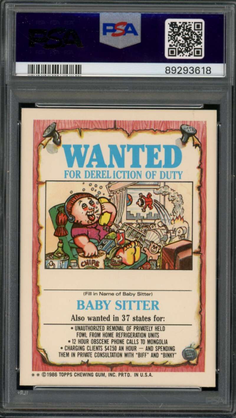 Unzipped Zack Stickers Card 1986 Garbage Pail Kids #132b PSA 8 Image 2