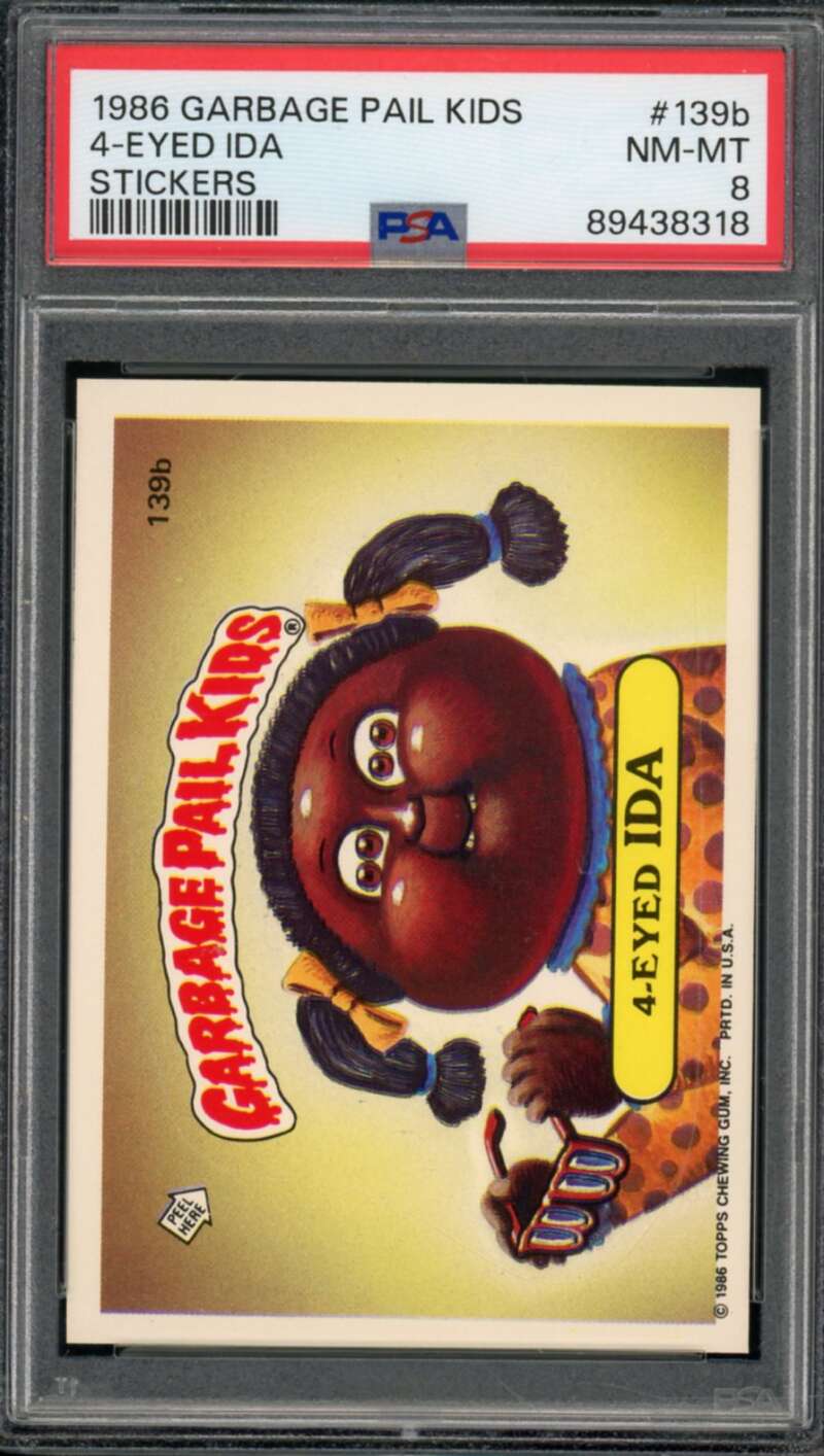 4-Eyed Ida Stickers Card 1986 Garbage Pail Kids #139B PSA 8 Image 1