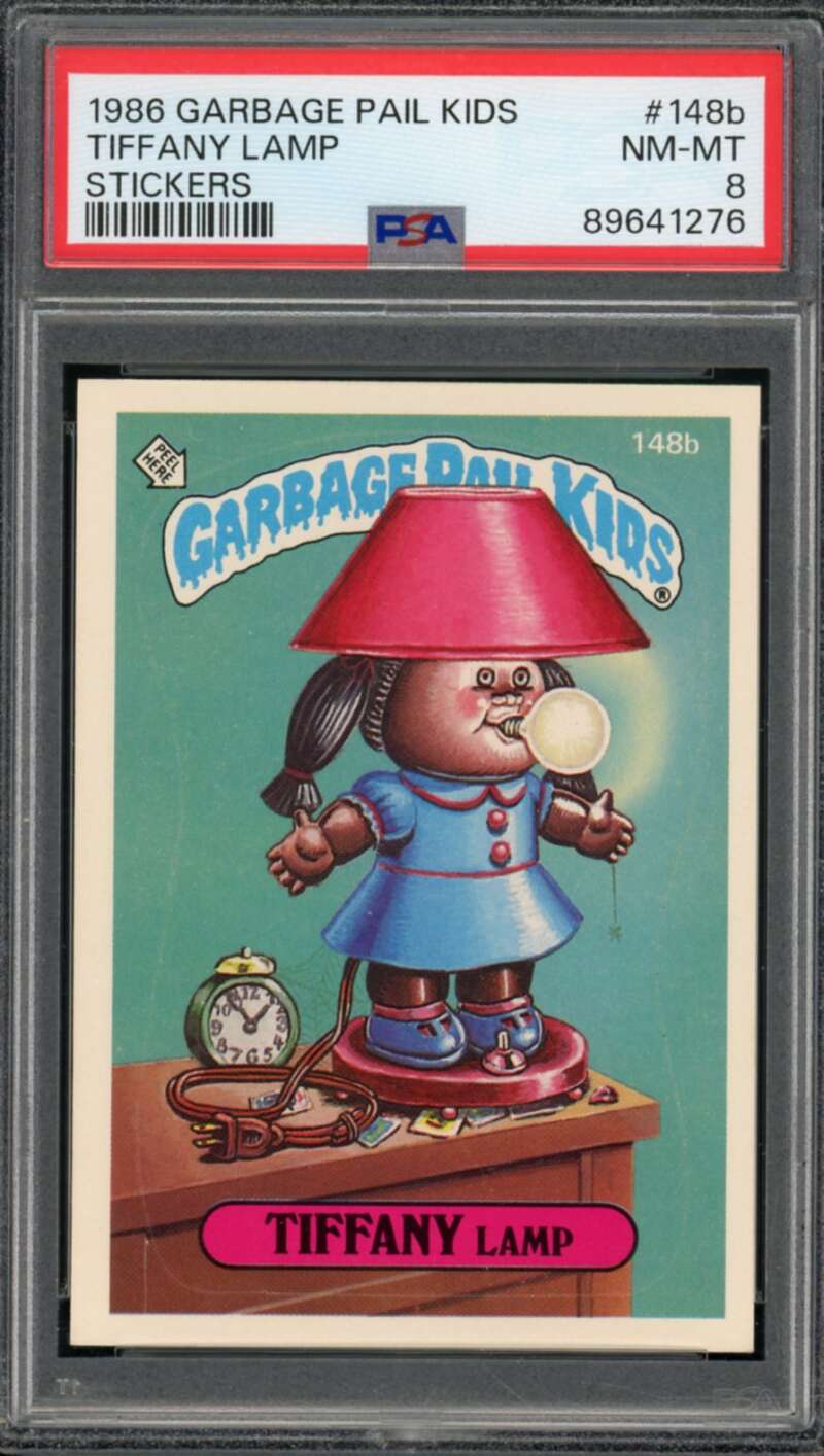 Tiffany Lamp Stickers Card 1986 Garbage Pail Kids #148b PSA 8 Image 1