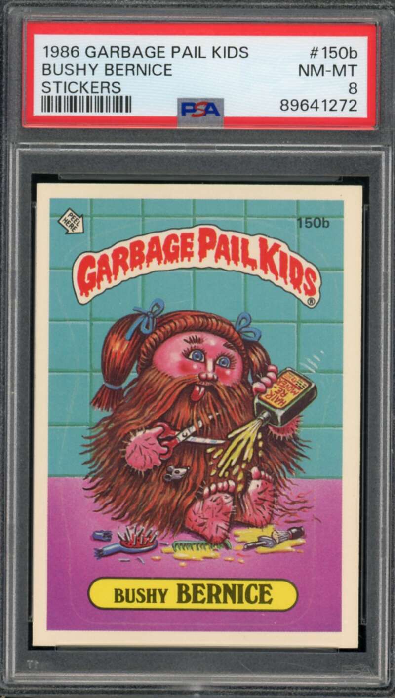 Bushy Bernice Stickers Card 1986 Garbage Pail Kids #150b PSA 8 Image 1