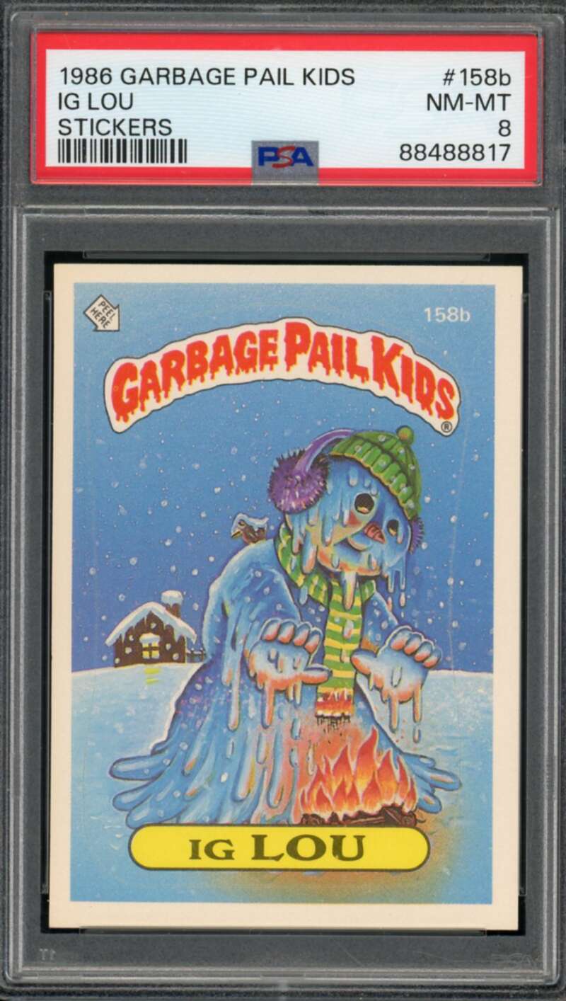 Ig Lou Stickers Card 1986 Garbage Pail Kids #158b PSA 8 Image 1