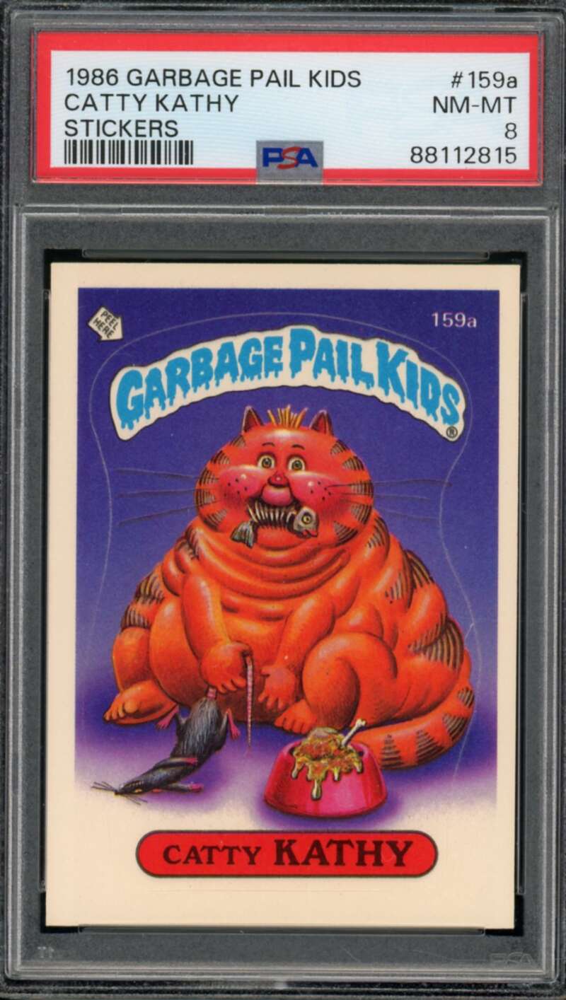 Catty Kathy Stickers Card 1986 Garbage Pail Kids #159a PSA 8 Image 1