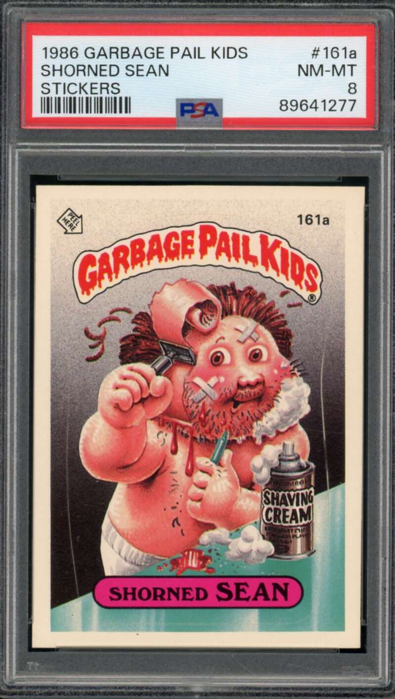 Shorned Sean Stickers Card 1986 Garbage Pail Kids #161a PSA 8 Image 1