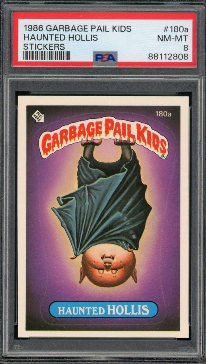 Haunted Hollis Stickers Card 1986 Garbage Pail Kids #180a PSA 8 Image 1