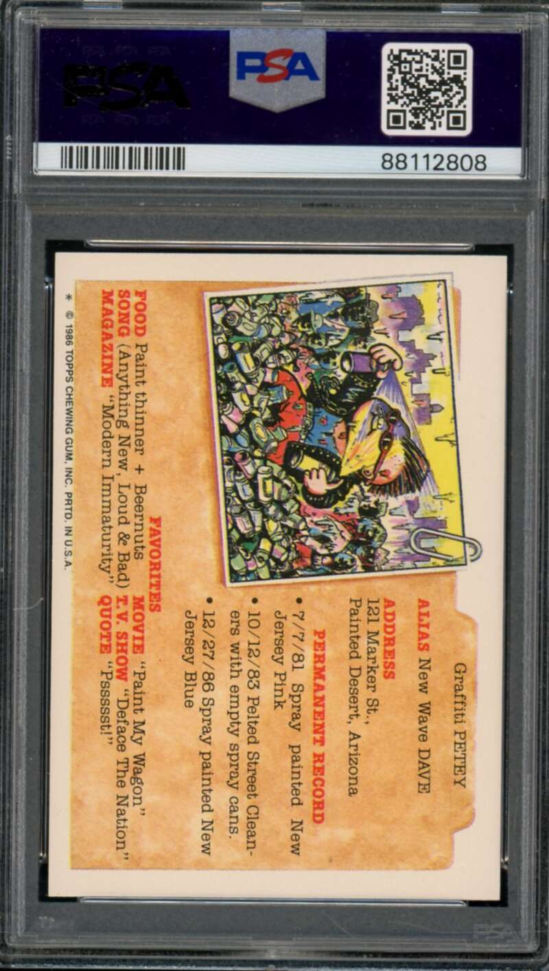 Haunted Hollis Stickers Card 1986 Garbage Pail Kids #180a PSA 8 Image 2