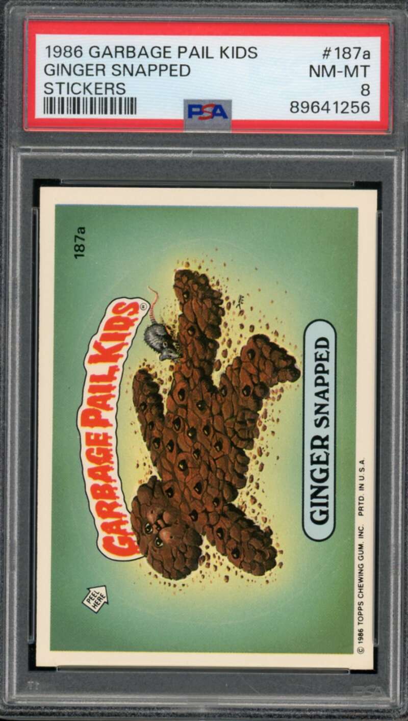 Ginger Snapped Stickers Card 1986 Garbage Pail Kids #187a PSA 8 Image 1